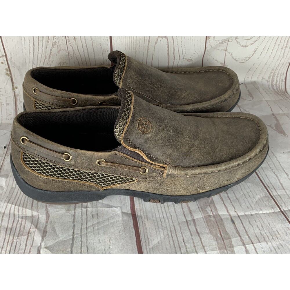 Roper Shoes Mens size 11 Brown Leather Slip On Loafer Casual Comfort